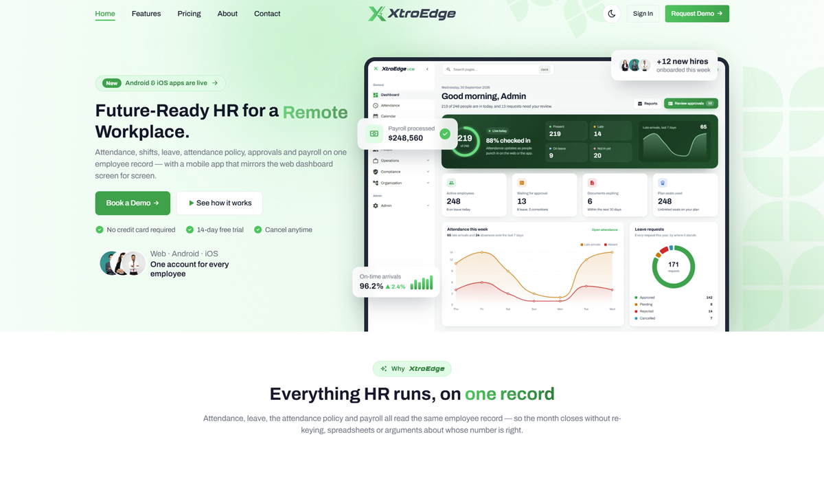 XtroEdge HCM - HR Platform screenshot