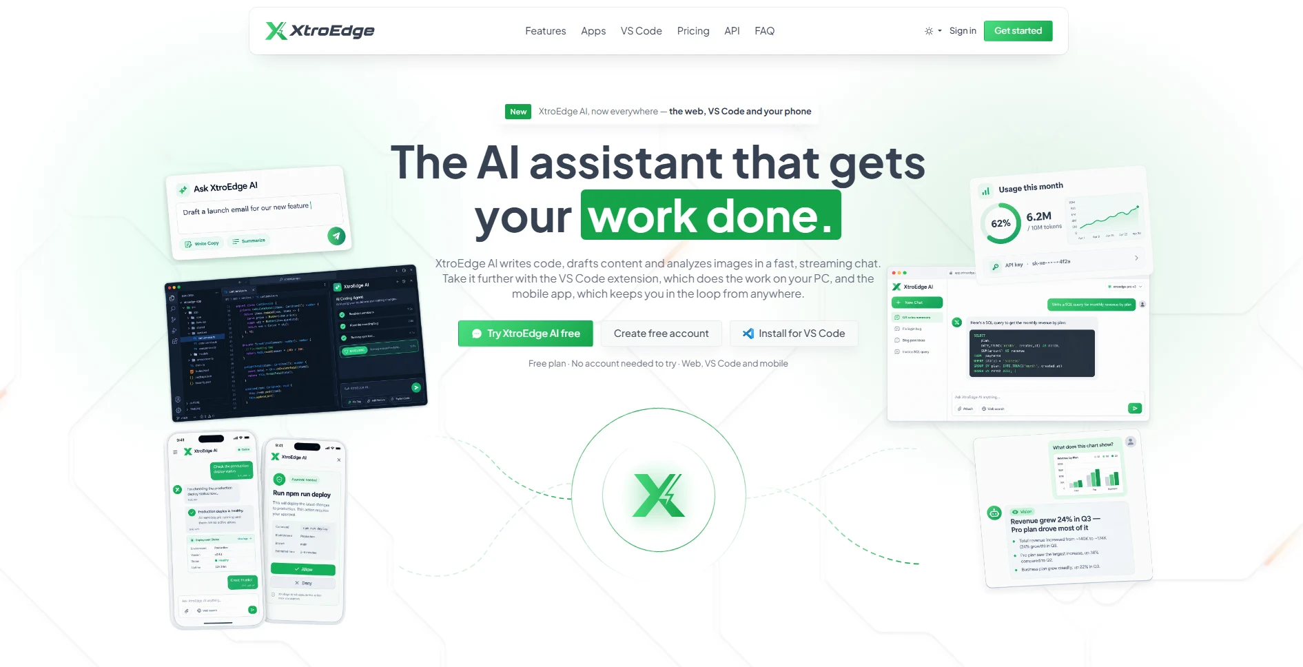 XtroEdge AI on the web, in VS Code and on the phone: a streaming AI chat, the VS Code agent and mobile approvals
